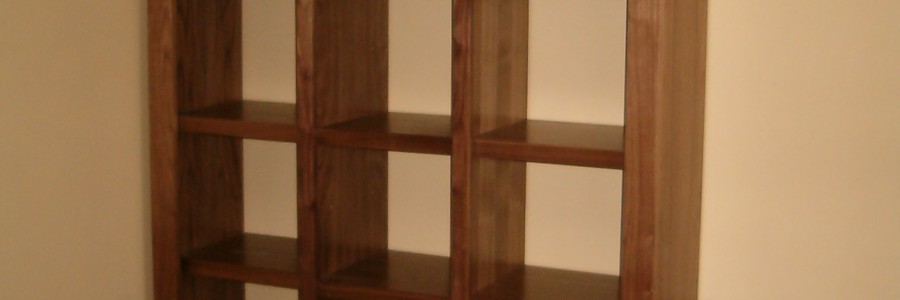 American walnut cube bookcase