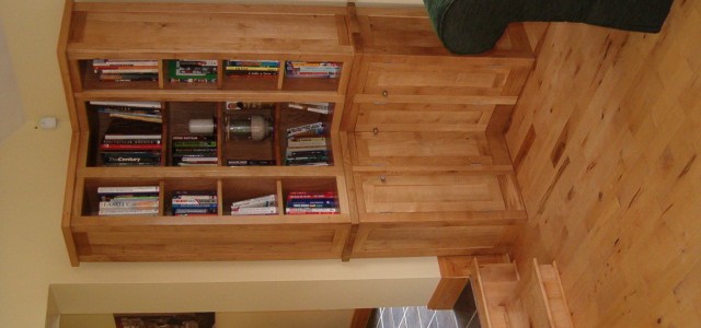 Irish oak corner bookcase