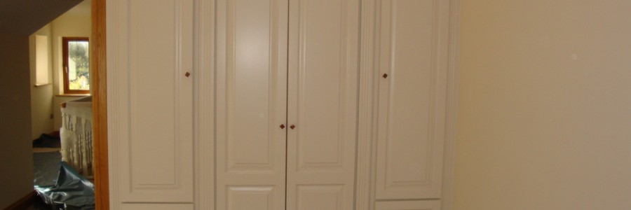 Wardrobe, custom made from white oak and painted french white
